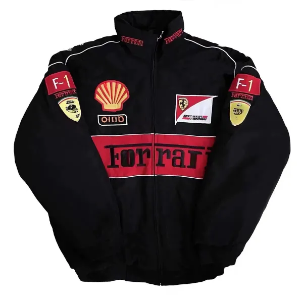 Scuderia Ferrari F-1 Racing Jacket Black Red Outerwear Jacket - 1