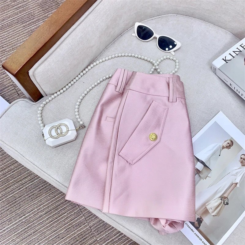 Design Pink Satin Utility Jacket with Drawstring Waist Outerwear.jacket - 20