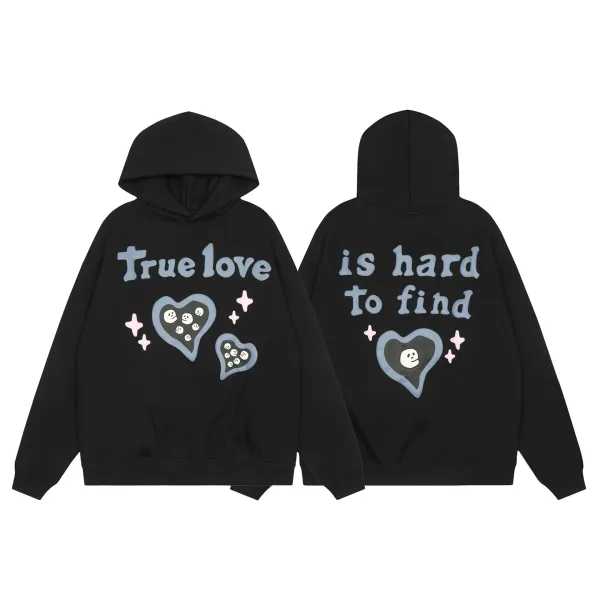 Design True Love Is Hard To Find Graphic Hoodie Black - 1