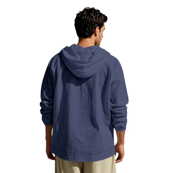 Design Button-Up Hooded Cardigan Beige Shirt - 6