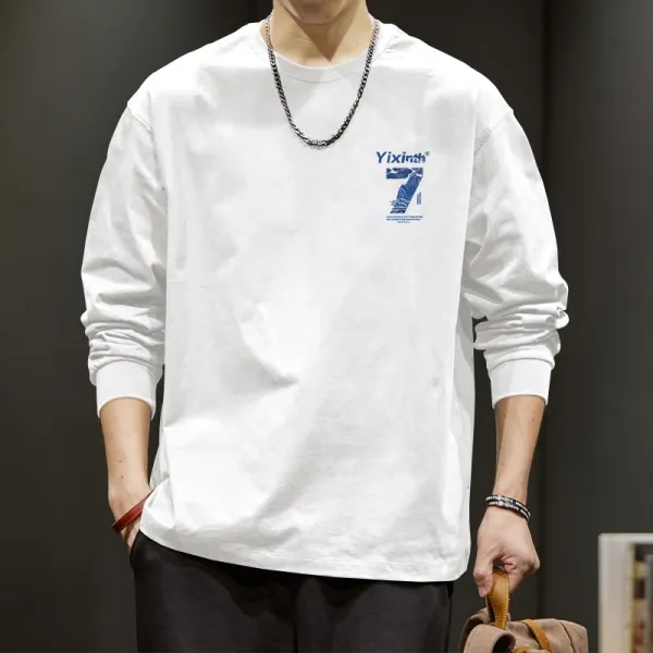 Design Yixin7 White Graphic Long-Sleeve T-Shirt T-Shirts - 9