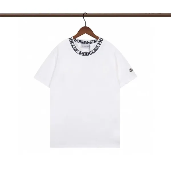Moncler Logo Tape Neck T-Shirt White - 1