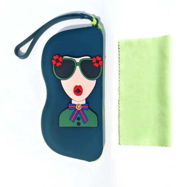 Design Cartoon Lady Wristlet Pouch in Sky Blue Clutches - 22