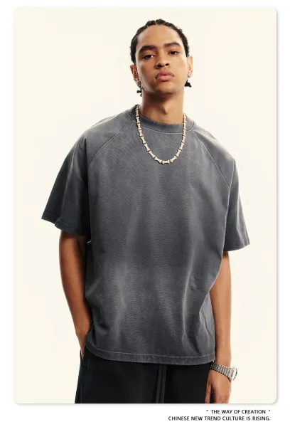 Design Beingmove Washed Black Raglan T-Shirt T-Shirts - 46