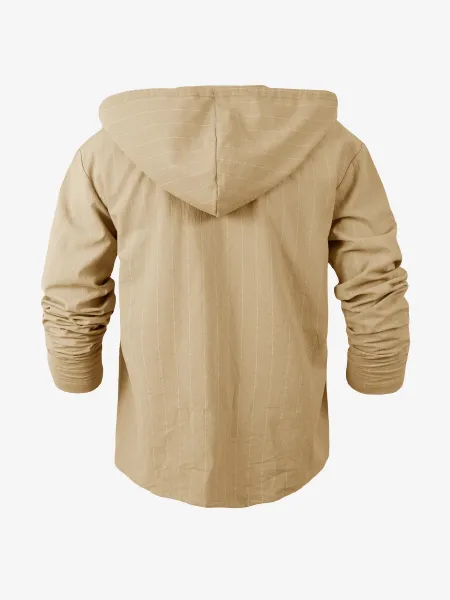 Design Pinstripe Hooded Button-Up Shirt White - 25