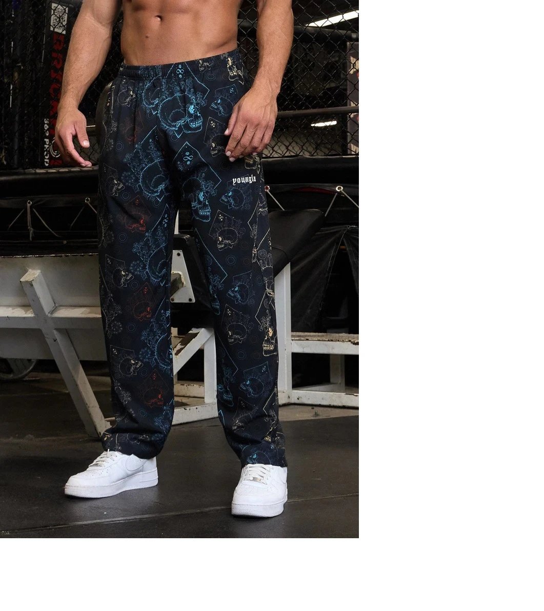 Design Youngla Skull Print Elastic Waist Pants Black Pants - 3