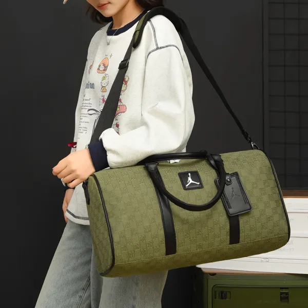 Design Duffle Bag Leopard Print Olive Brown Travel Bag - 12