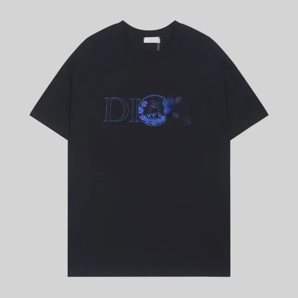 Dior Embroidered DIOR Logo T-Shirt Black - 1