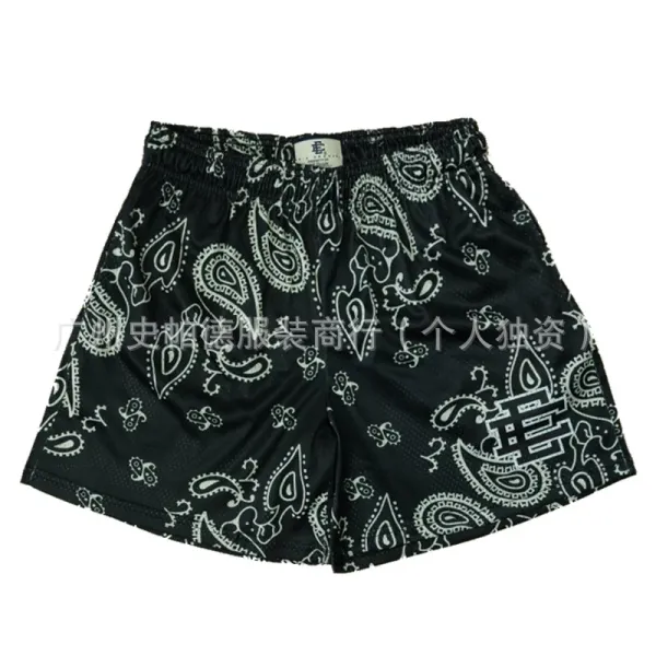 Design Paisley Print Mesh Boxer Shorts Black Underwear - 1