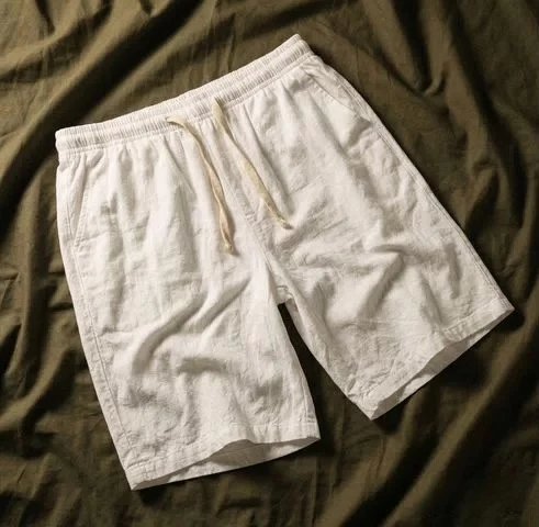 Design Linen-Blend Drawstring Shorts Gray - 3