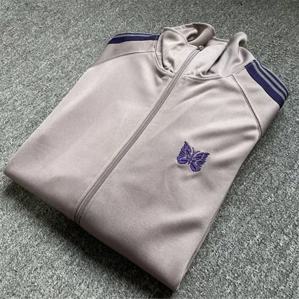 Purple Brand Butterfly Embroidered Track Jacket Gray Tracksuit - 1