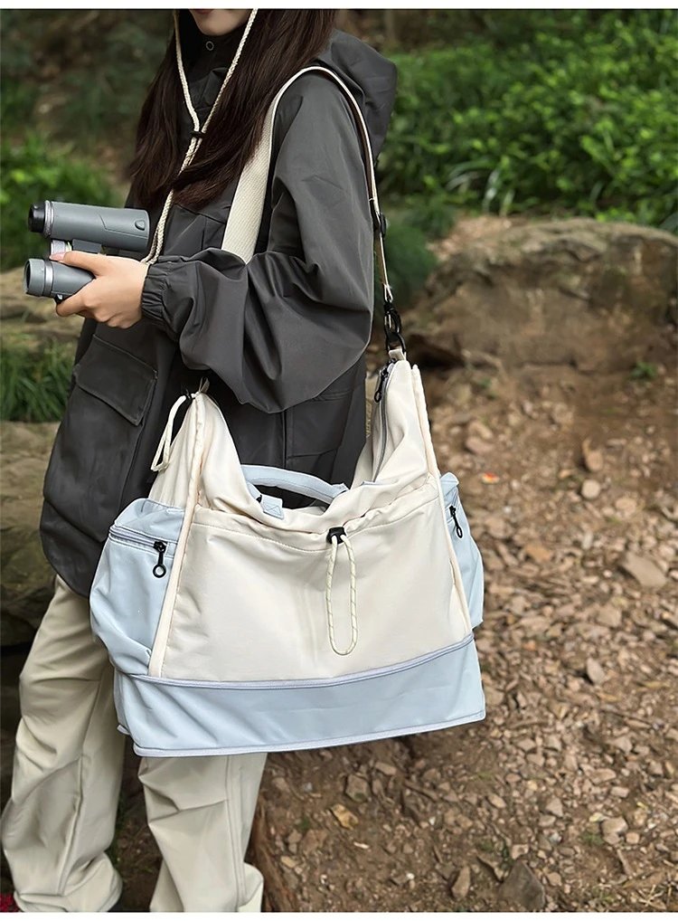 Design Duffle Bag Beige and Gray Travel Bag - 28