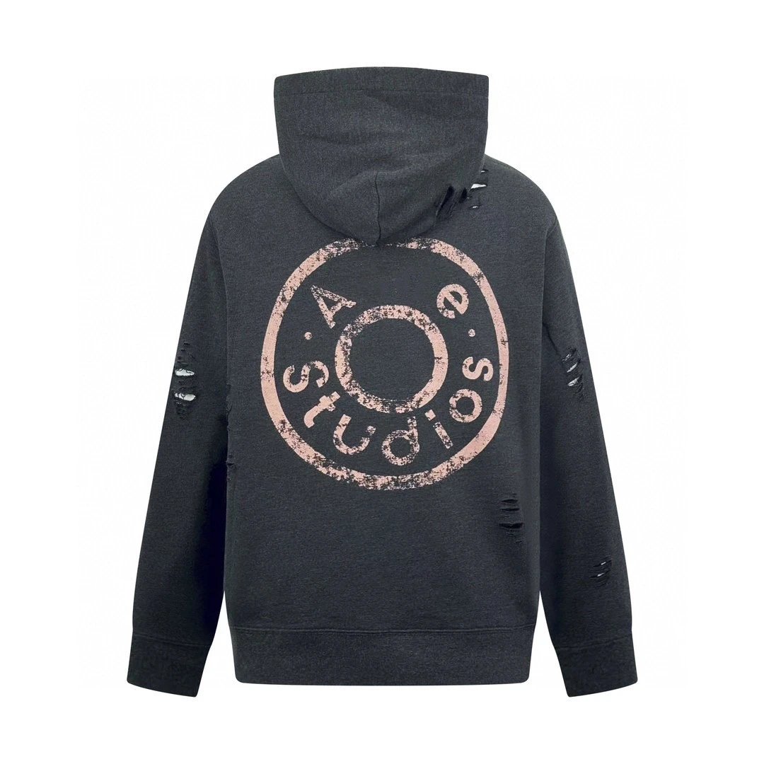 Acne Studios Logo Hoodie Dark Gray - 8