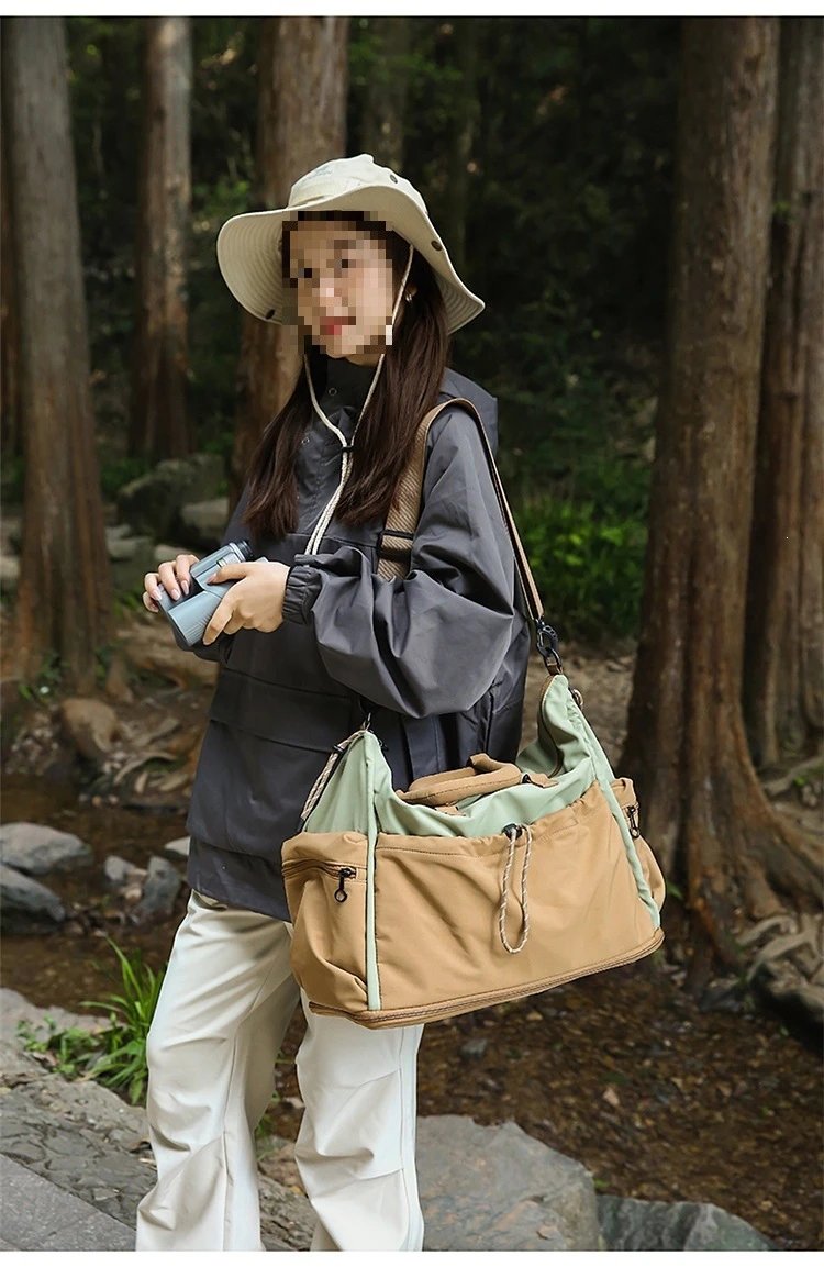Design Duffle Bag Beige and Gray Travel Bag - 34