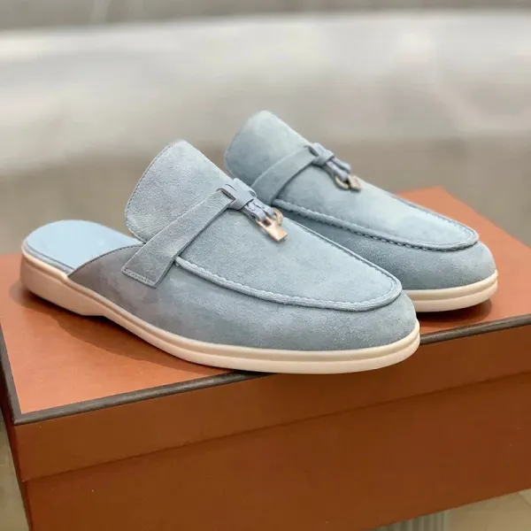 Design Suede Mule Loafer Tan Casual Shoes - 6