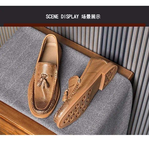 Design Brown Tassel Loafer Leather Slip-On Casual Shoes Loafers - 9