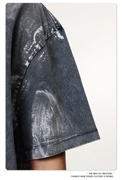 Design Beingmove Acid Wash Distressed Gray T-Shirt T-Shirts - 25