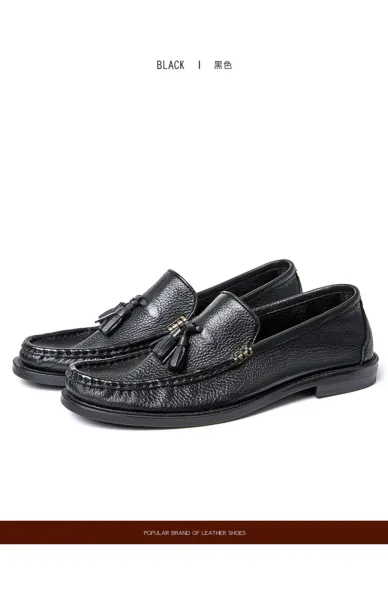 Design Brown Tassel Loafer Leather Slip-On Casual Shoes Loafers - 21