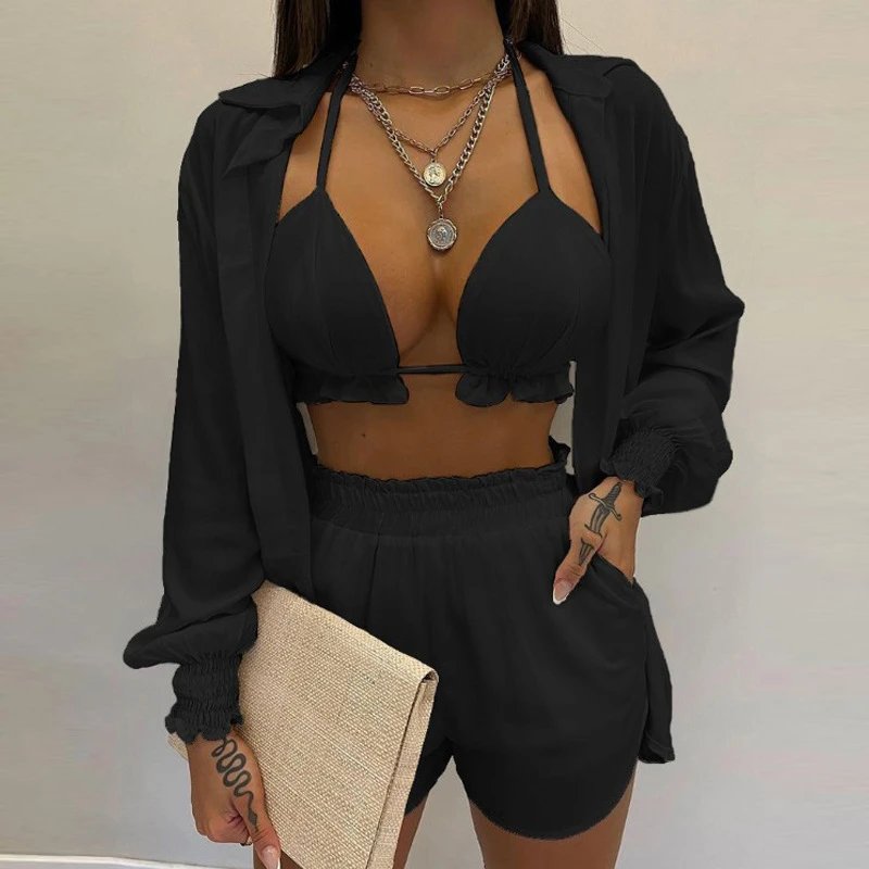 Design Gradient Ombre Tie-Dye Two-Piece Set with Ruffled Crop Top and Shorts - 12