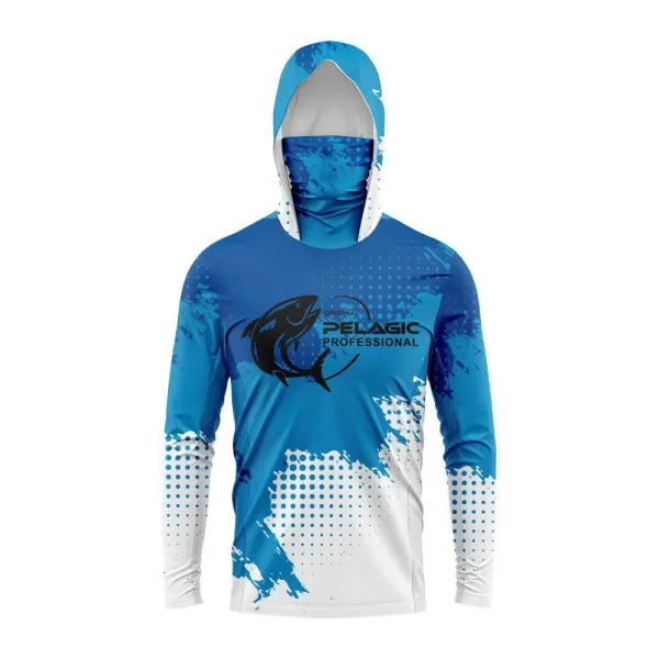 Design Pelagic Professional Hooded Performance Shirt Blue Hoodie - 1