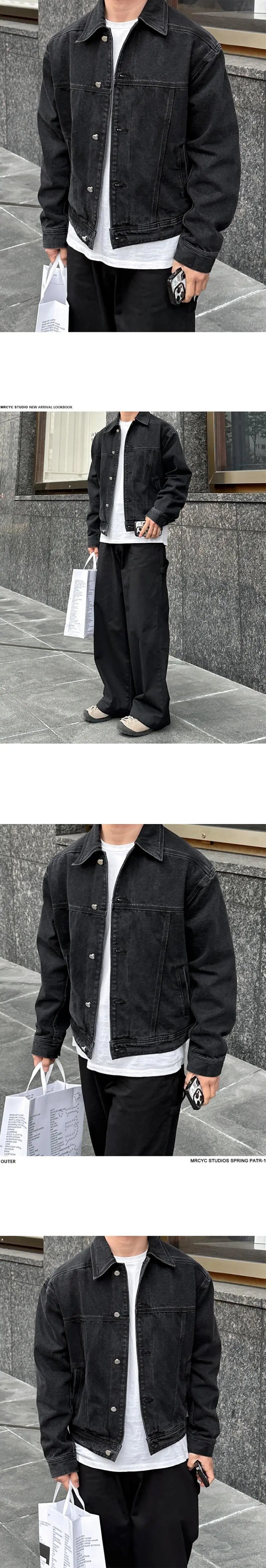 Design Black Denim Trucker Jacket Outerwear Denim Jacket - 14