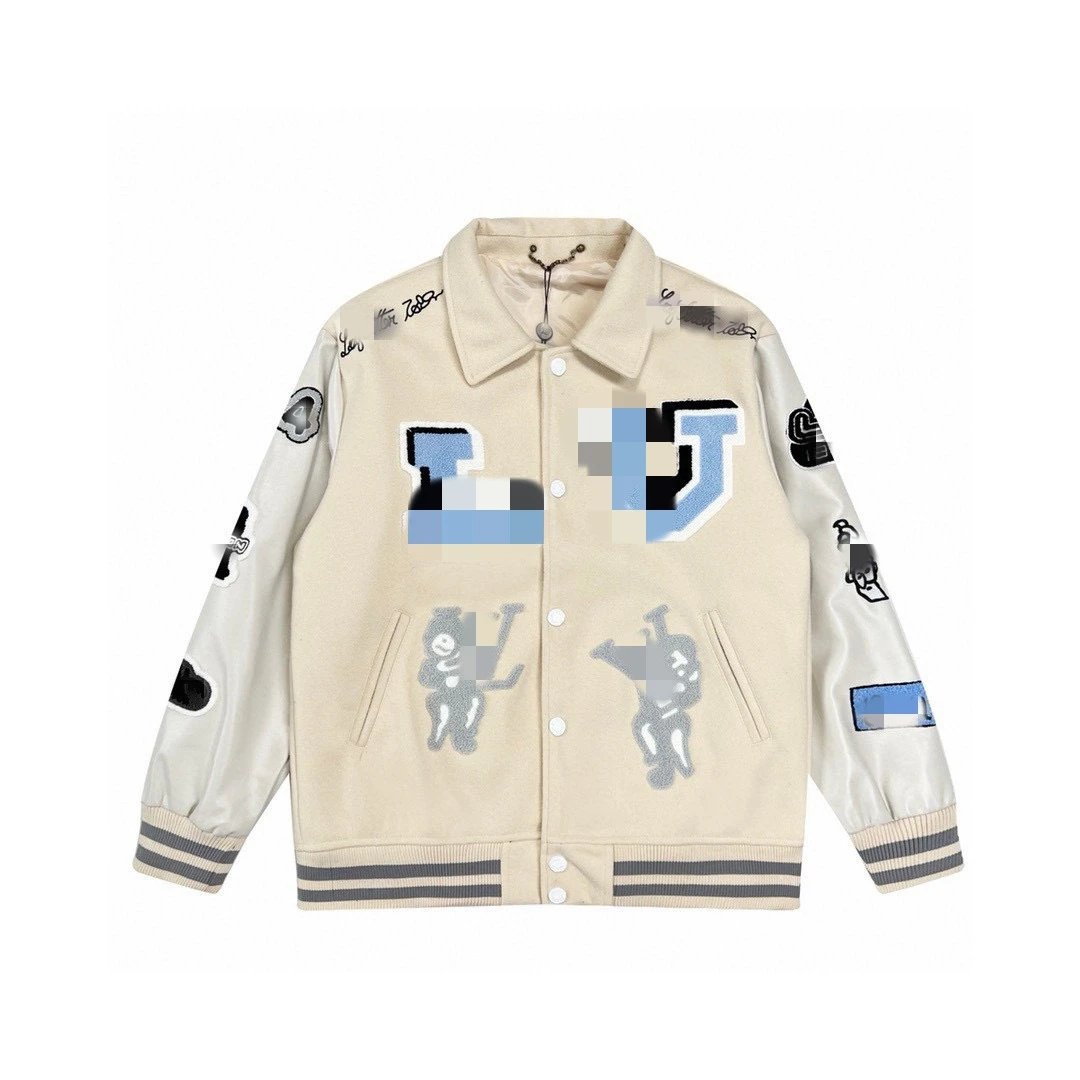 Design Varsity Jacket Green and White Embroidered Graphic Outerwear - 12
