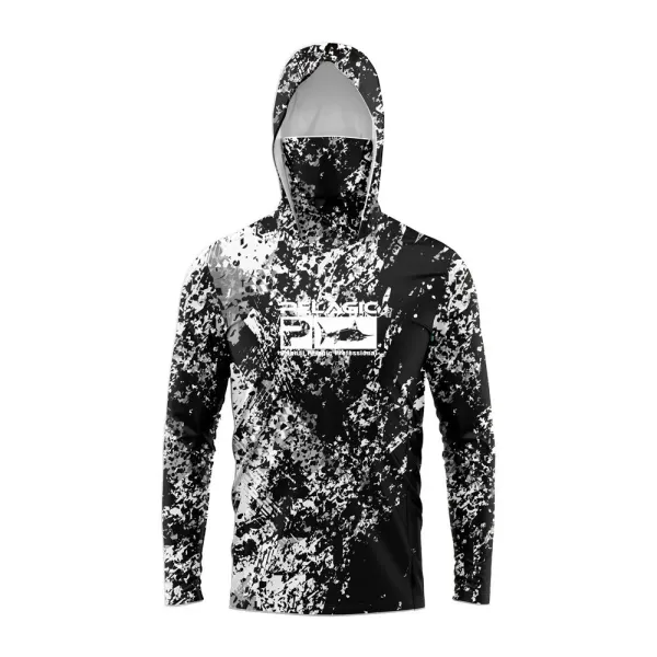 Design Pelagic Pro Hooded Performance Top Black / White Splatter Print Hoodie - 1