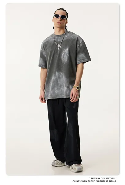Design Beingmove Acid Wash Distressed Gray T-Shirt T-Shirts - 48