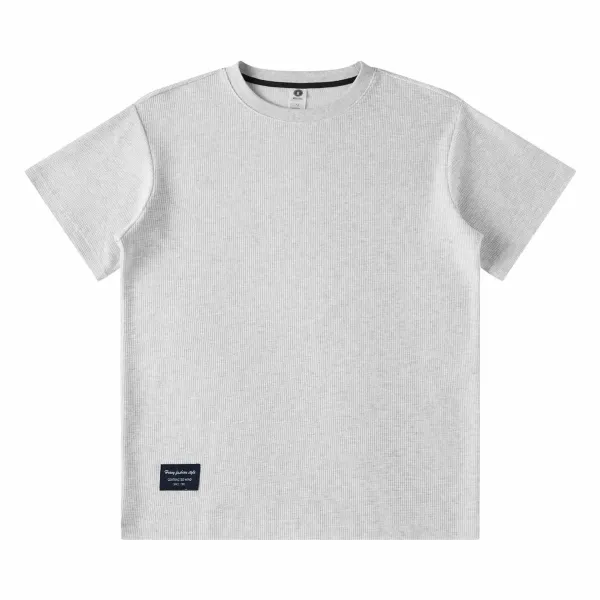 Design Ribbed Crewneck T-Shirt Gray - 1