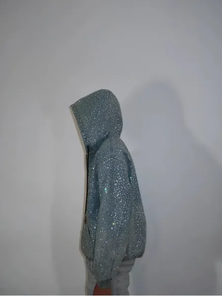 Denim Tears x Swarovski Crystal-Embellished Hooded Denim Jacket Light Blue Outerwear - 6