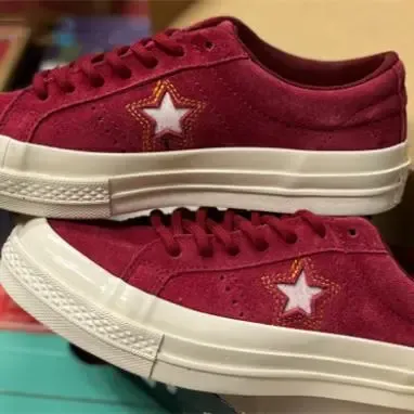 Converse One Star Suede Burgundy Sneakers Skateboard Shoes - 1