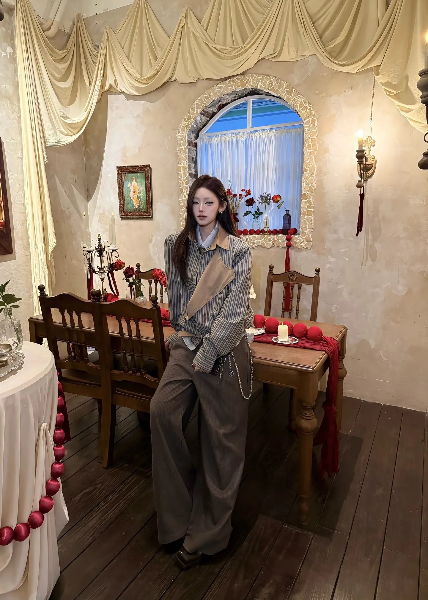 Design Asymmetrical Stripe Jacket in Gray and Black Outerwear.jacket - 12