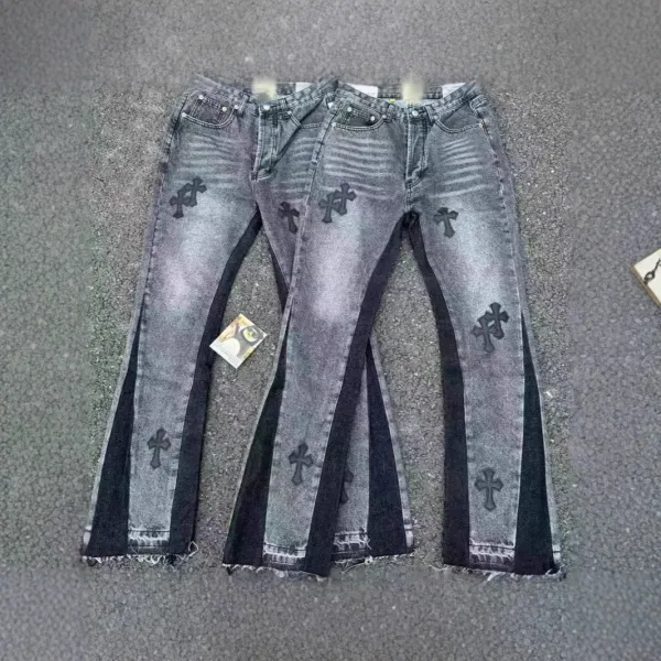 Chrome Hearts Cross-Embellished Flared Jeans Gray - 1