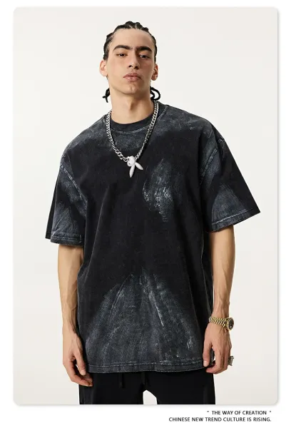 Design Beingmove Acid Wash Distressed Gray T-Shirt T-Shirts - 30