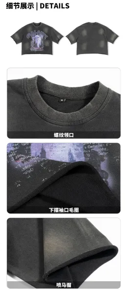 Design Acid Wash Black Cropped T-Shirt - 5