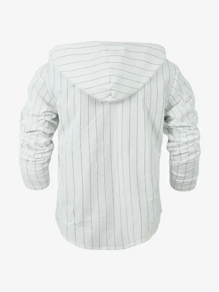 Design Pinstripe Hooded Button-Up Shirt White - 39
