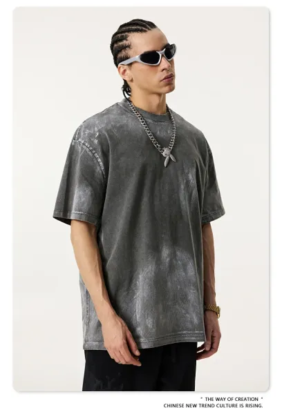 Design Beingmove Acid Wash Distressed Gray T-Shirt T-Shirts - 51