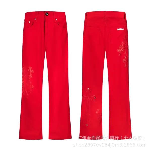 Design Wide-Leg Jeans with Leopard Crosses and Graffiti Print White Jeans - 10