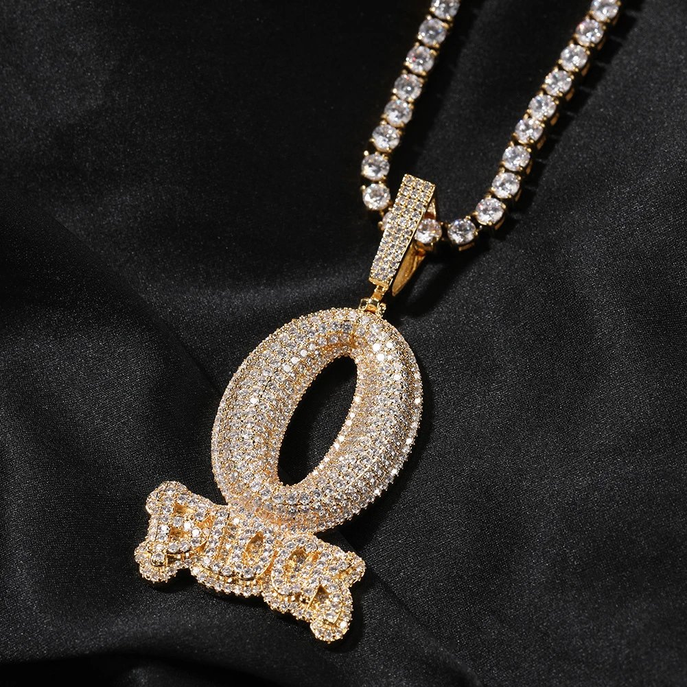 Design Custom 'O' Pendant Necklace with Micro-Pave Cubic Zirconia on Rope Chain Jewelry - 16