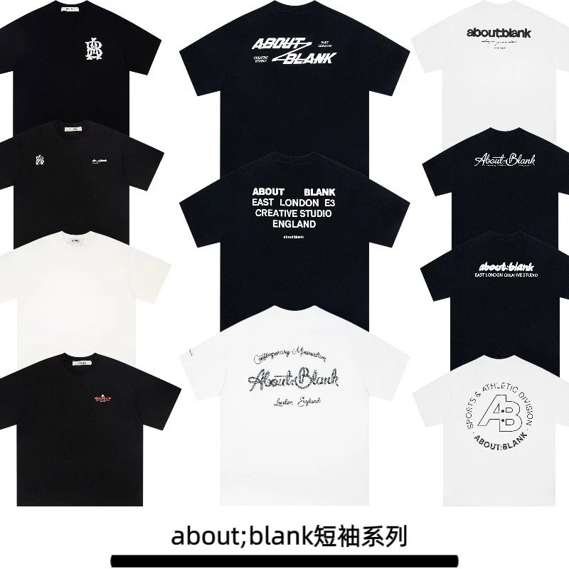 宽松about;blank字母刺绣夏季新款男女同款棉质短袖印花T恤薄款 - 136097