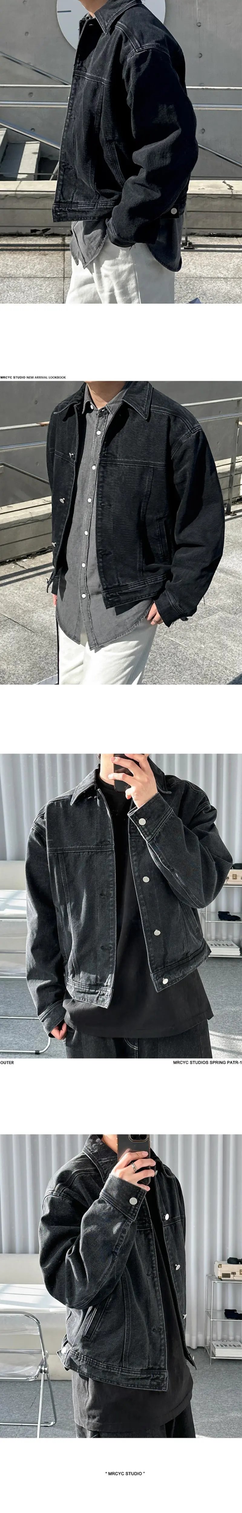 Design Black Denim Trucker Jacket Outerwear Denim Jacket - 9