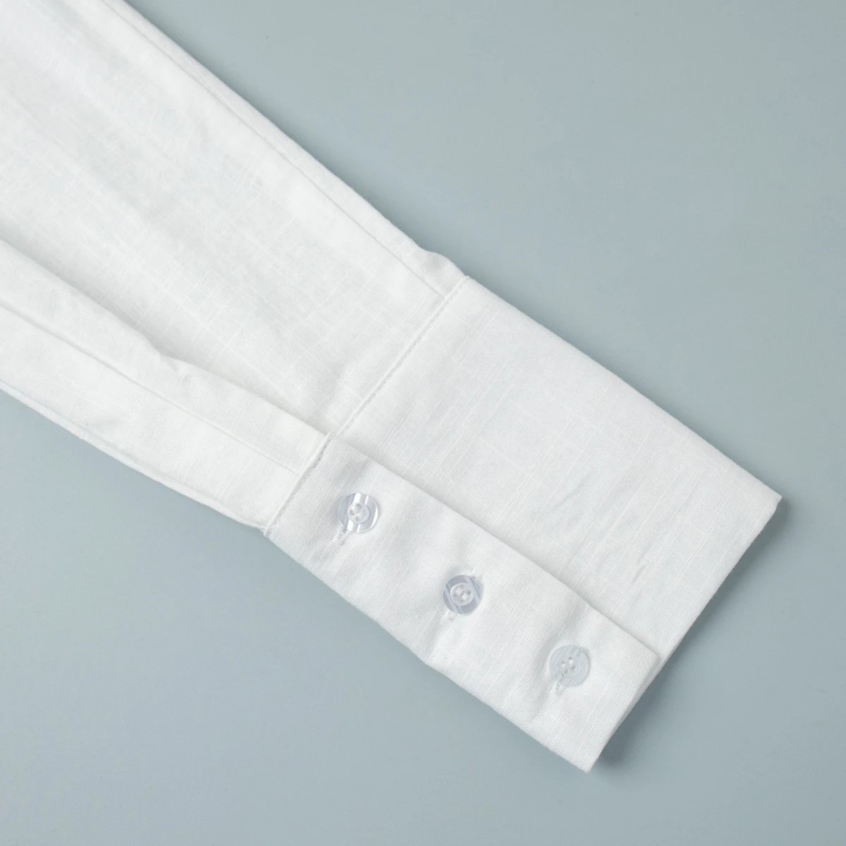 Design Off-White Style Linen Shirt and Ruffled Mini Skirt Set in Cream - 13