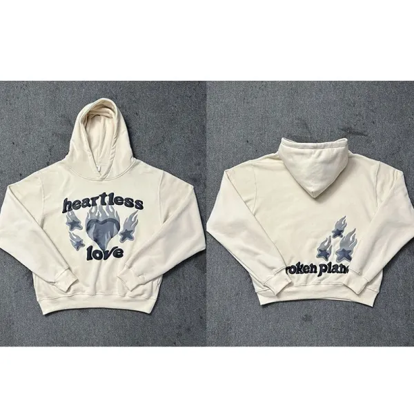 Broken Planet Heartless Love Cropped Hoodie Beige - 1