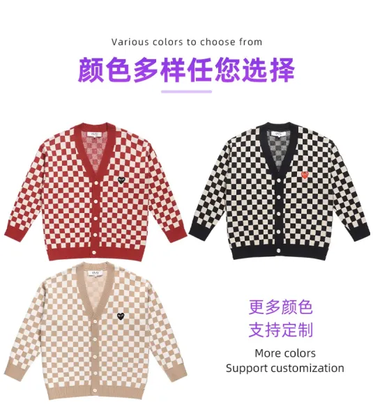 Comme des Garçons Play Checkerboard Red and White Cardigan - 5