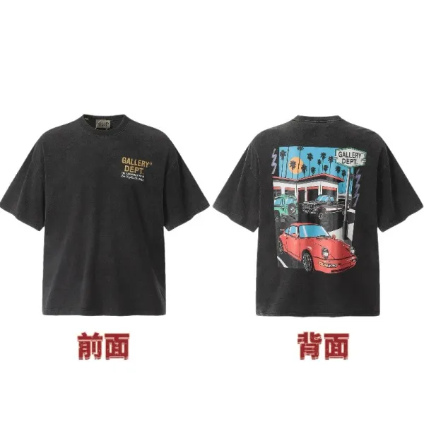 Gallery Dept Gas Station Print Black Oversized T-Shirt - 1