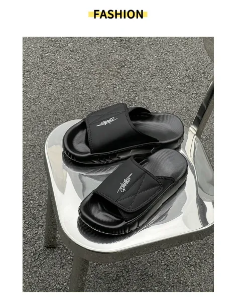 Design Slide Sandal Olive Suede Black Sole Slippers - 6