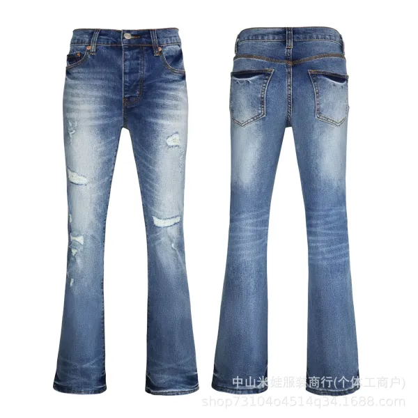 Design Splatter Print Flared Jeans Black - 8
