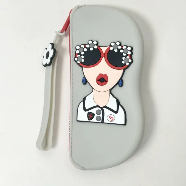 Design Cartoon Lady Wristlet Pouch in Sky Blue Clutches - 13