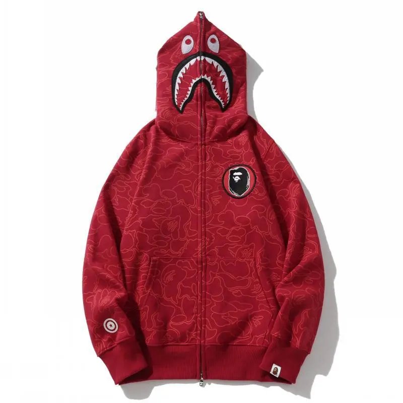 A Bathing Ape Shark Hoodie Army Green Camo Zip-Up Hoodie - 4