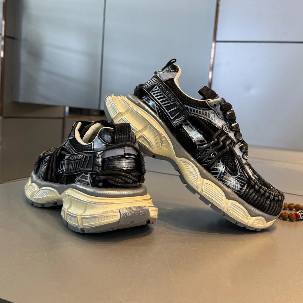 Design Chunky Mesh Sneakers White / Black - 6